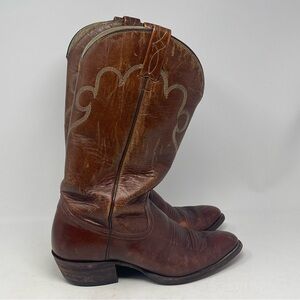 J Chisholm Cowboy Western Boots Mens 9 D Brown Leather Handcrafted Style 911